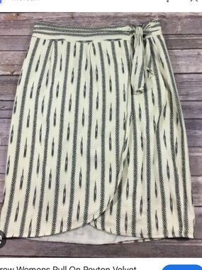 J. Crew Cream and Black Striped Faux Tie Wrap Skirt
